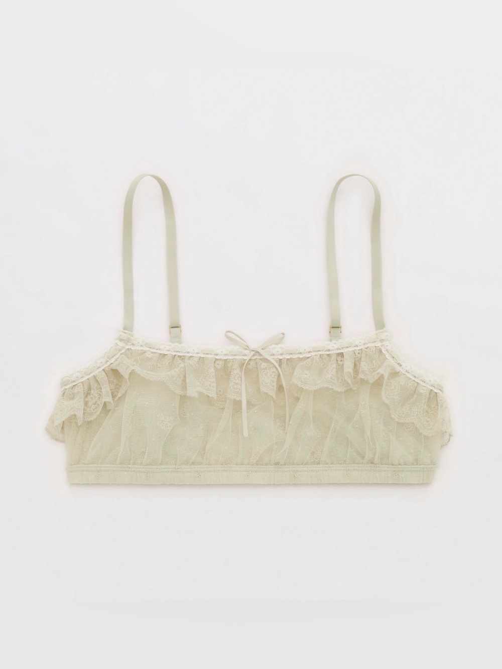 Delicate Ruffle Lace Bralette in Soft Green